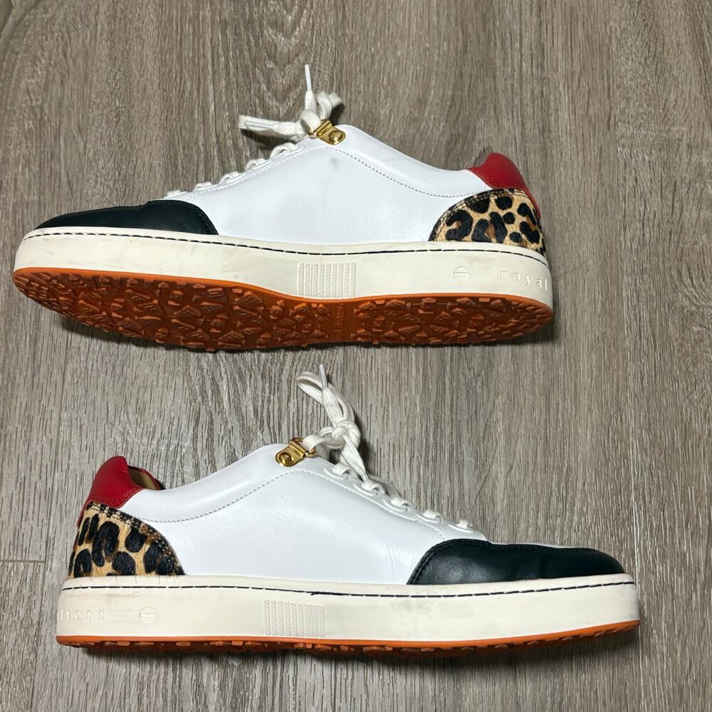 Royal Albartross Fieldfox Golf Sneakers Shoes Women’s 7 White Leather Leopard - Picture 5 of 14